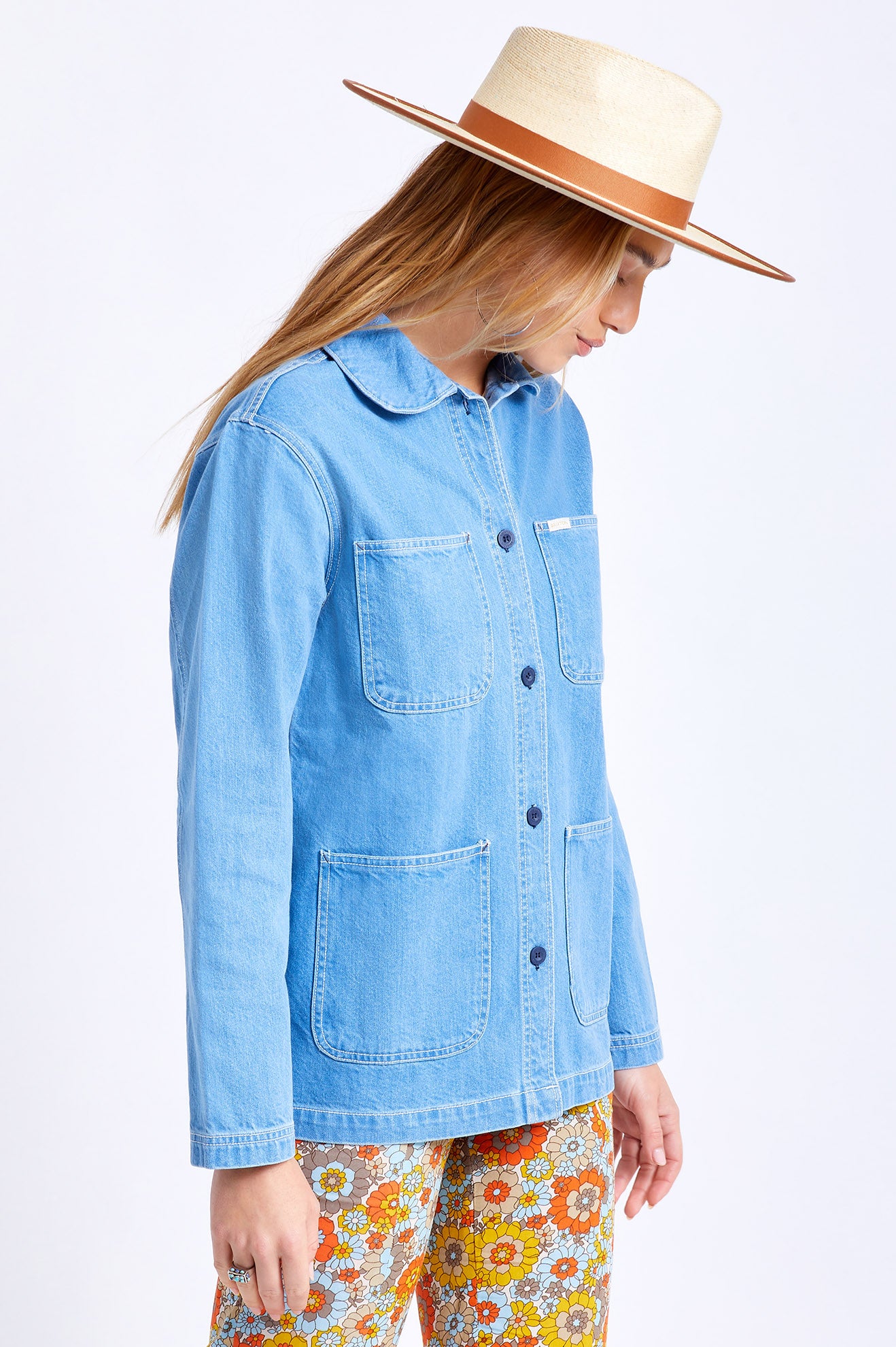 Detroit Round Collar Chore Coat - 70s Blue - Image 3